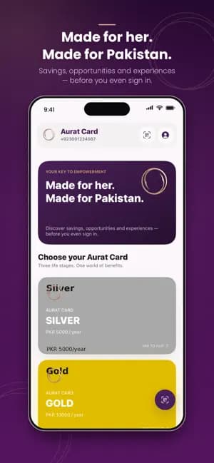 Aurat Card app screen